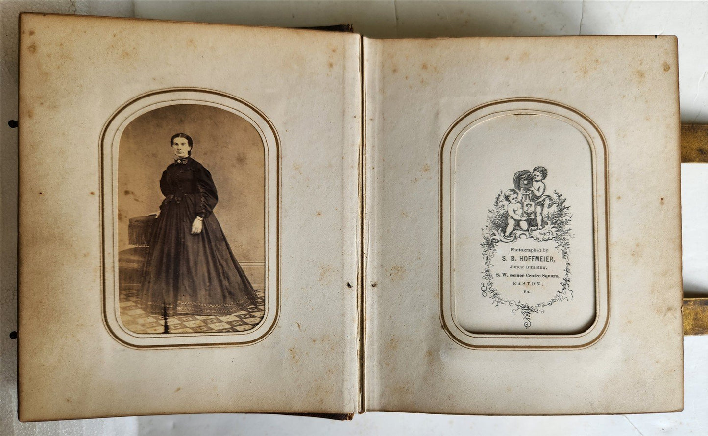 PHOTO ALBUM w/ CDV PHOTOS antique AMERICAN Civil War era