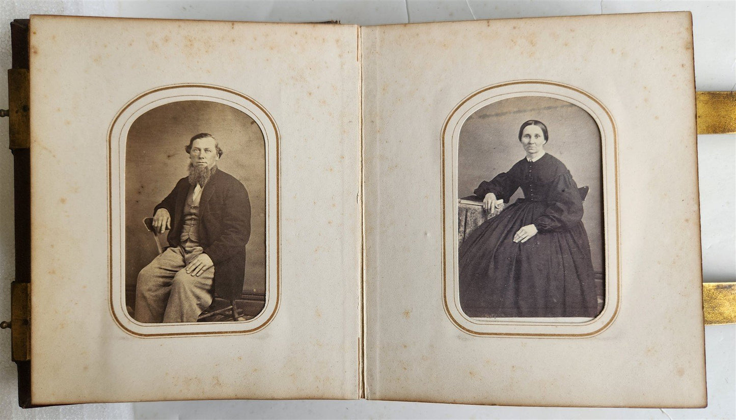 PHOTO ALBUM w/ CDV PHOTOS antique AMERICAN Civil War era