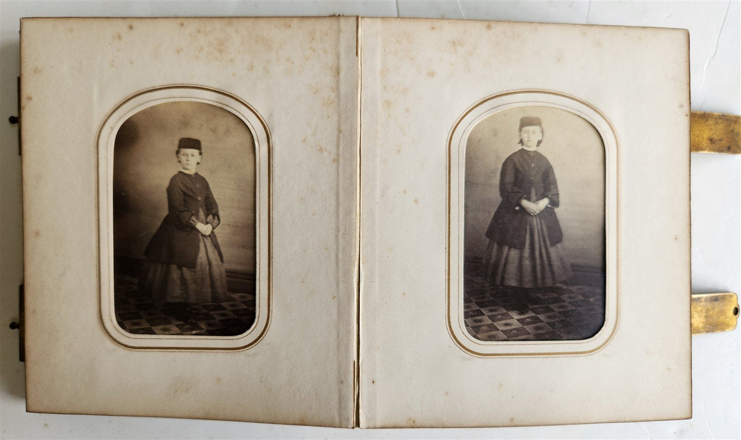 PHOTO ALBUM w/ CDV PHOTOS antique AMERICAN Civil War era