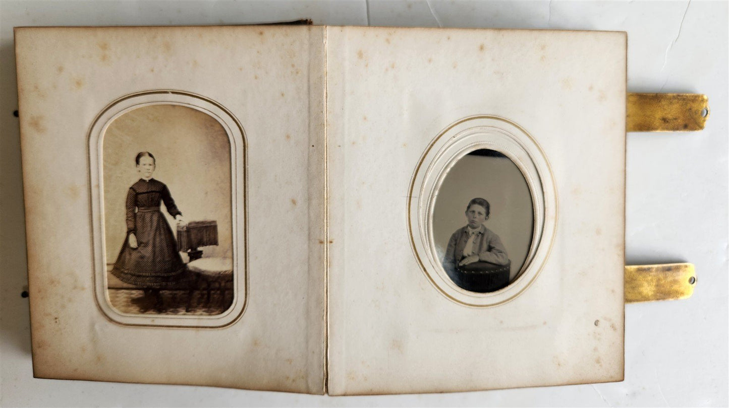 PHOTO ALBUM w/ CDV PHOTOS antique AMERICAN Civil War era