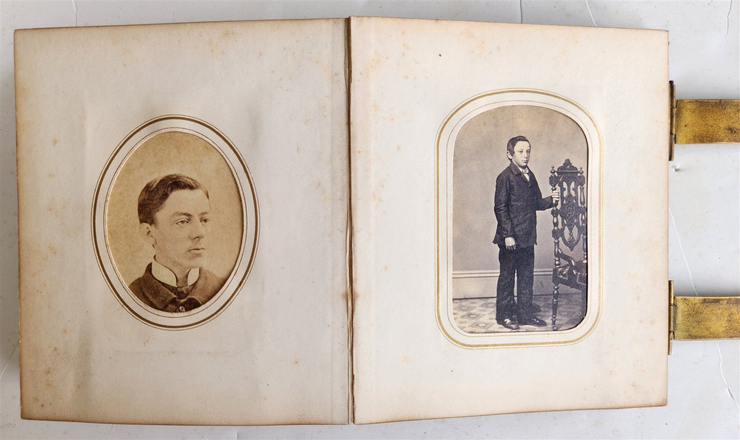 PHOTO ALBUM w/ CDV PHOTOS antique AMERICAN Civil War era