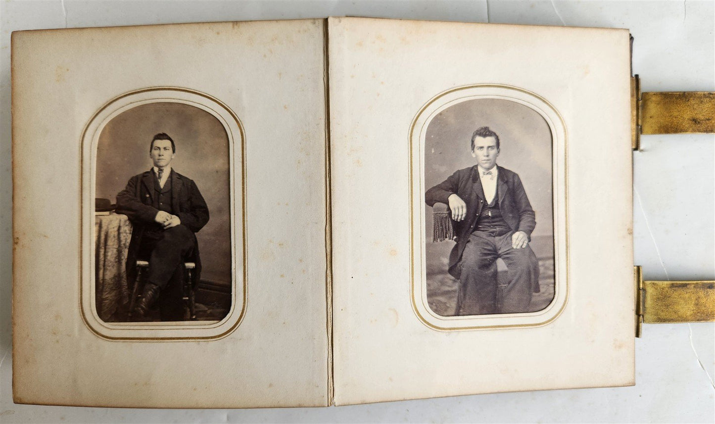PHOTO ALBUM w/ CDV PHOTOS antique AMERICAN Civil War era