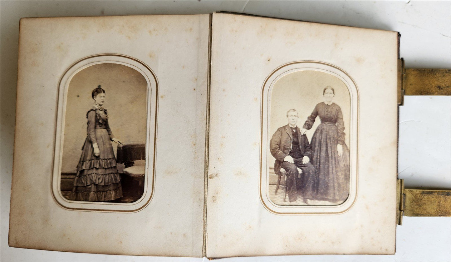 PHOTO ALBUM w/ CDV PHOTOS antique AMERICAN Civil War era