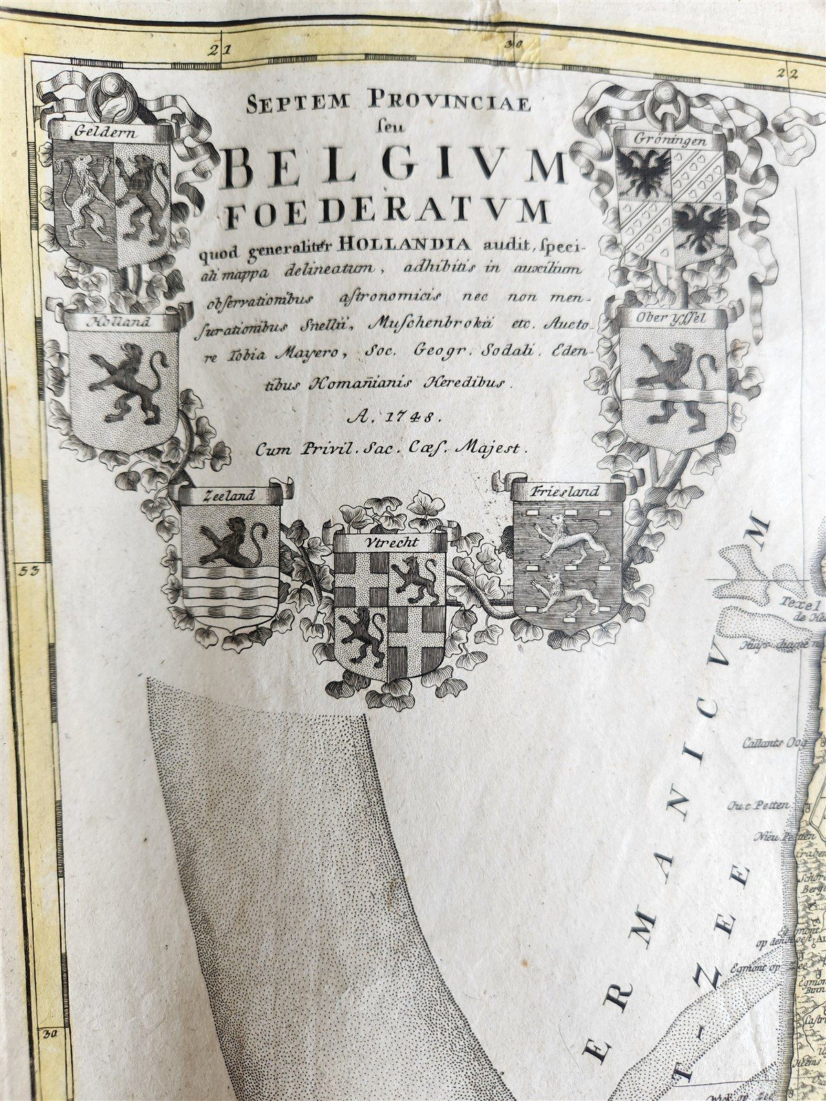 1748 MAP of NETHERLANDS antique SEPTEM PROVINIAE SEU BELGIUM FORDERATUM