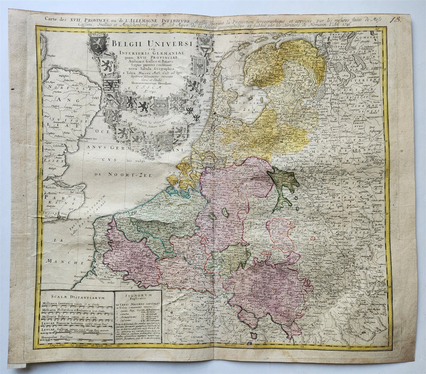 1748 MAP of NETHERLANDS Belgium and Luxembourg antique BELGII UNIVERSI