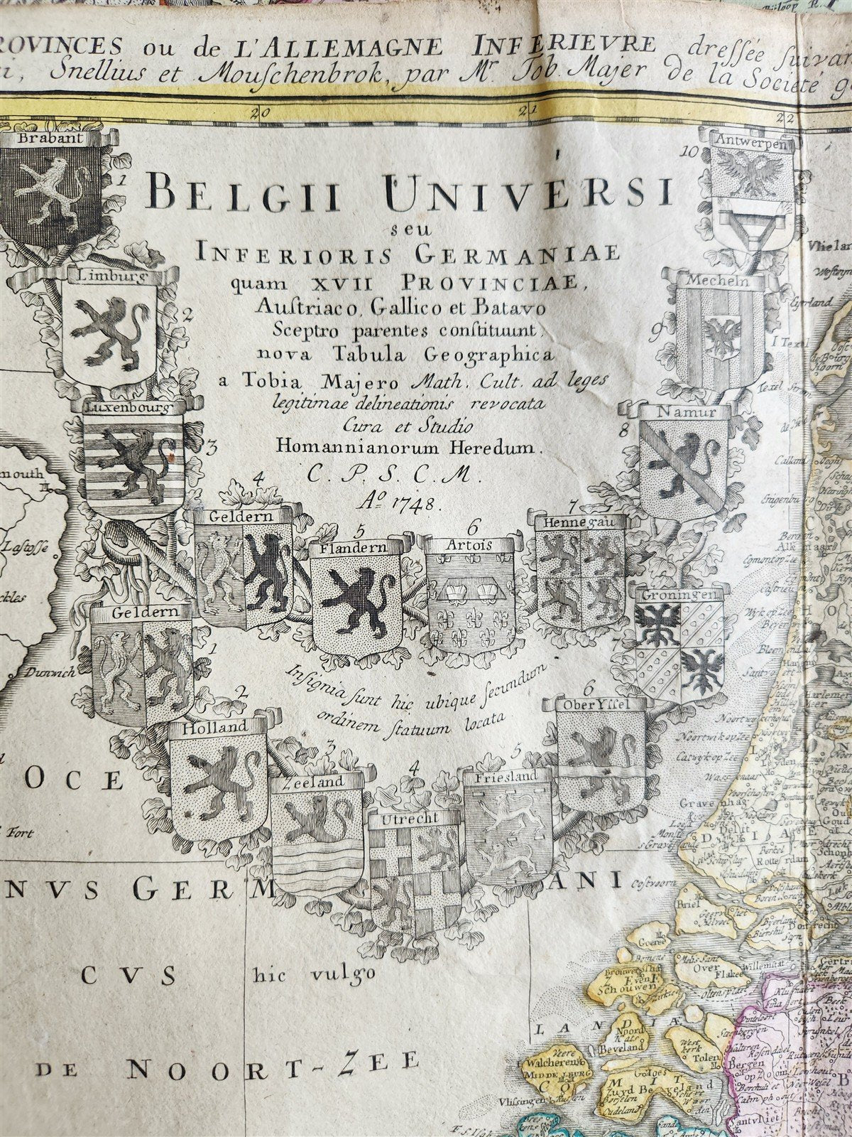 1748 MAP of NETHERLANDS Belgium and Luxembourg antique BELGII UNIVERSI