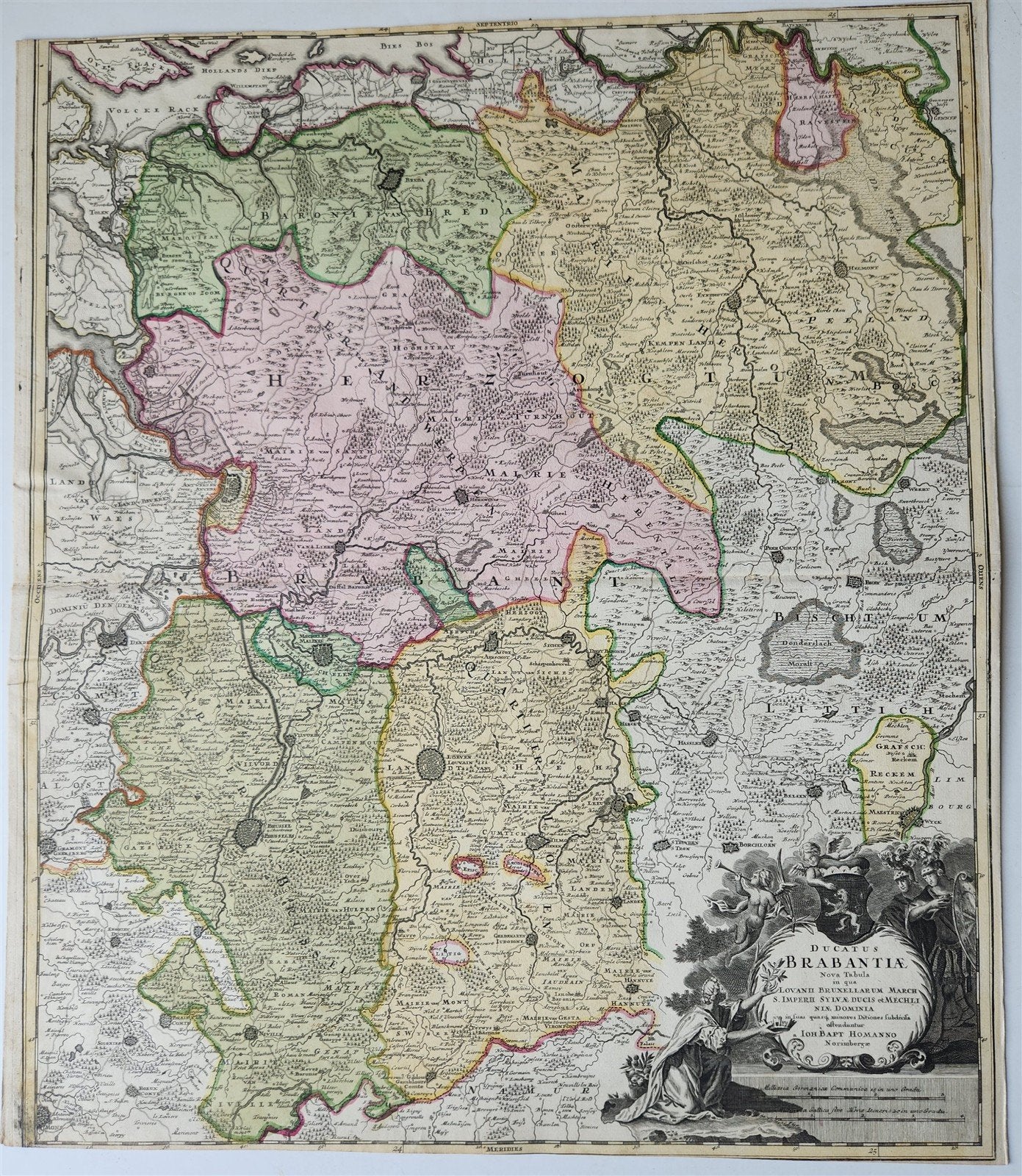18th century MAP of NETHERLANDS & BELGIUM antique DUCATUS BRABANTIAE