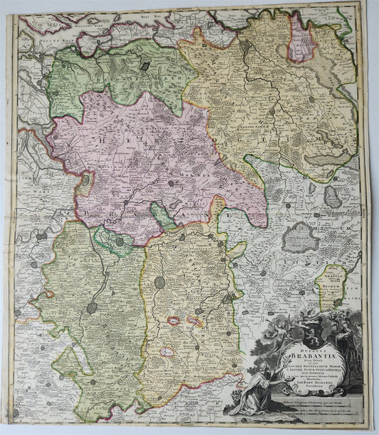 18th century MAP of NETHERLANDS & BELGIUM antique DUCATUS BRABANTIAE