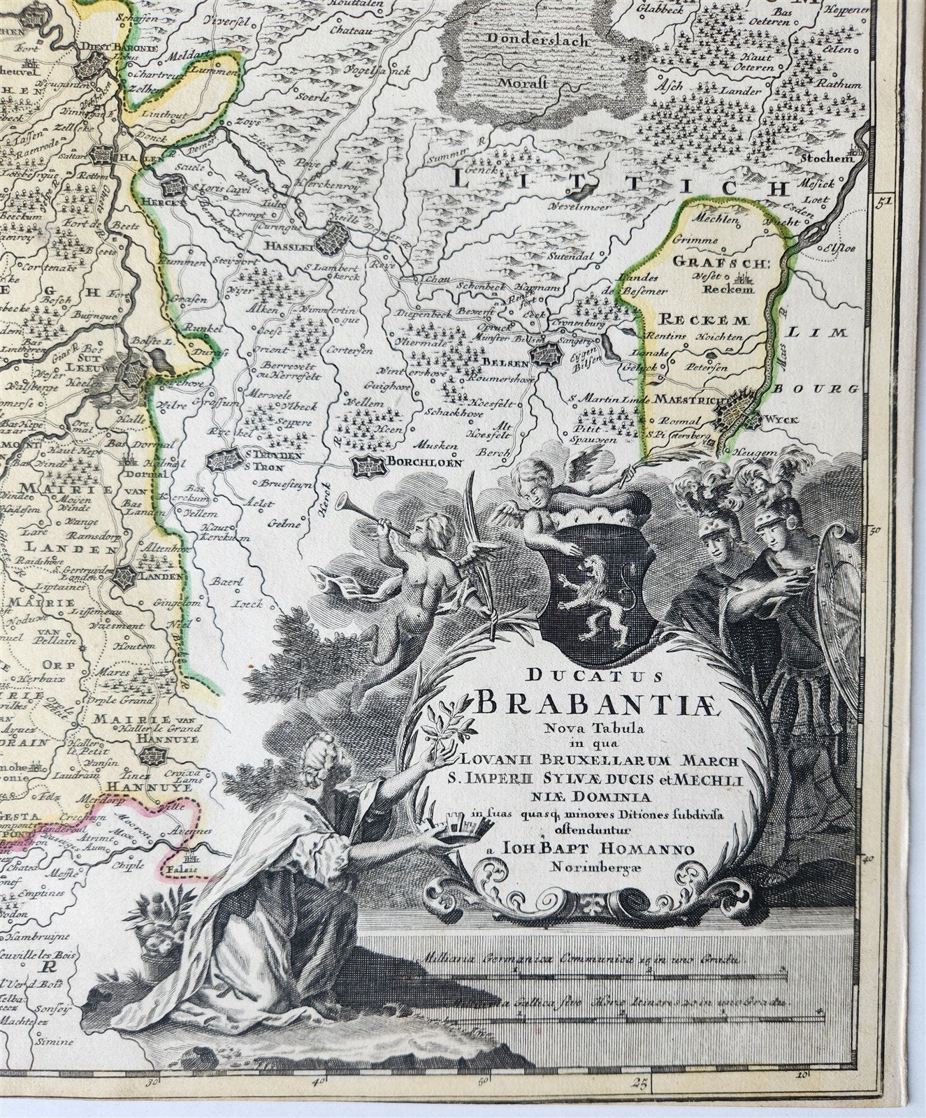 18th century MAP of NETHERLANDS & BELGIUM antique DUCATUS BRABANTIAE