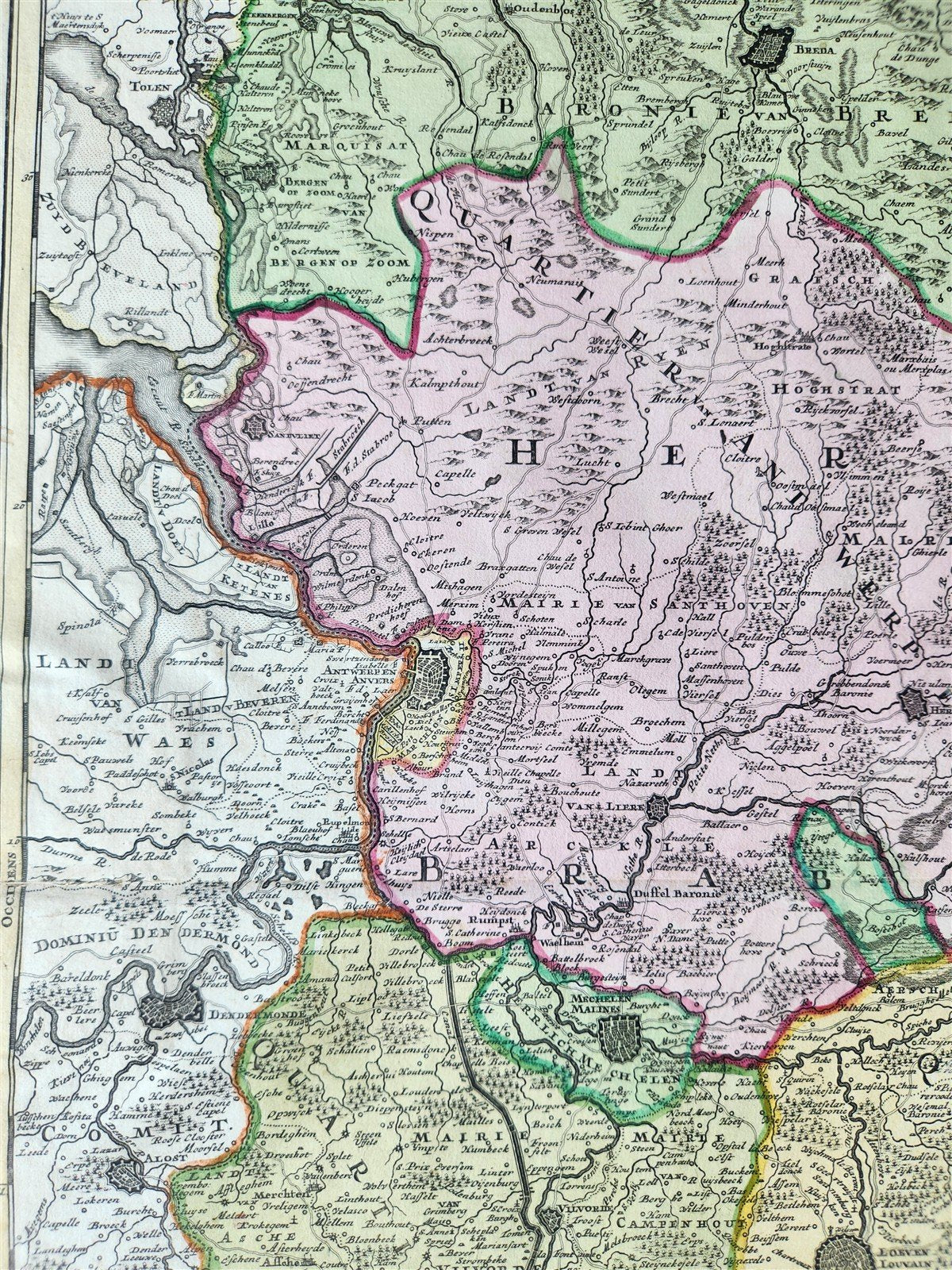 18th century MAP of NETHERLANDS & BELGIUM antique DUCATUS BRABANTIAE