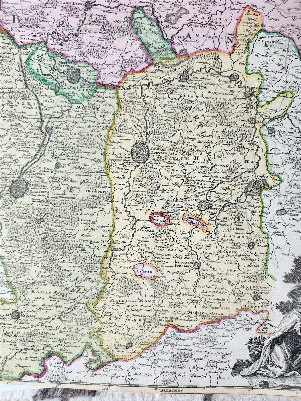 18th century MAP of NETHERLANDS & BELGIUM antique DUCATUS BRABANTIAE