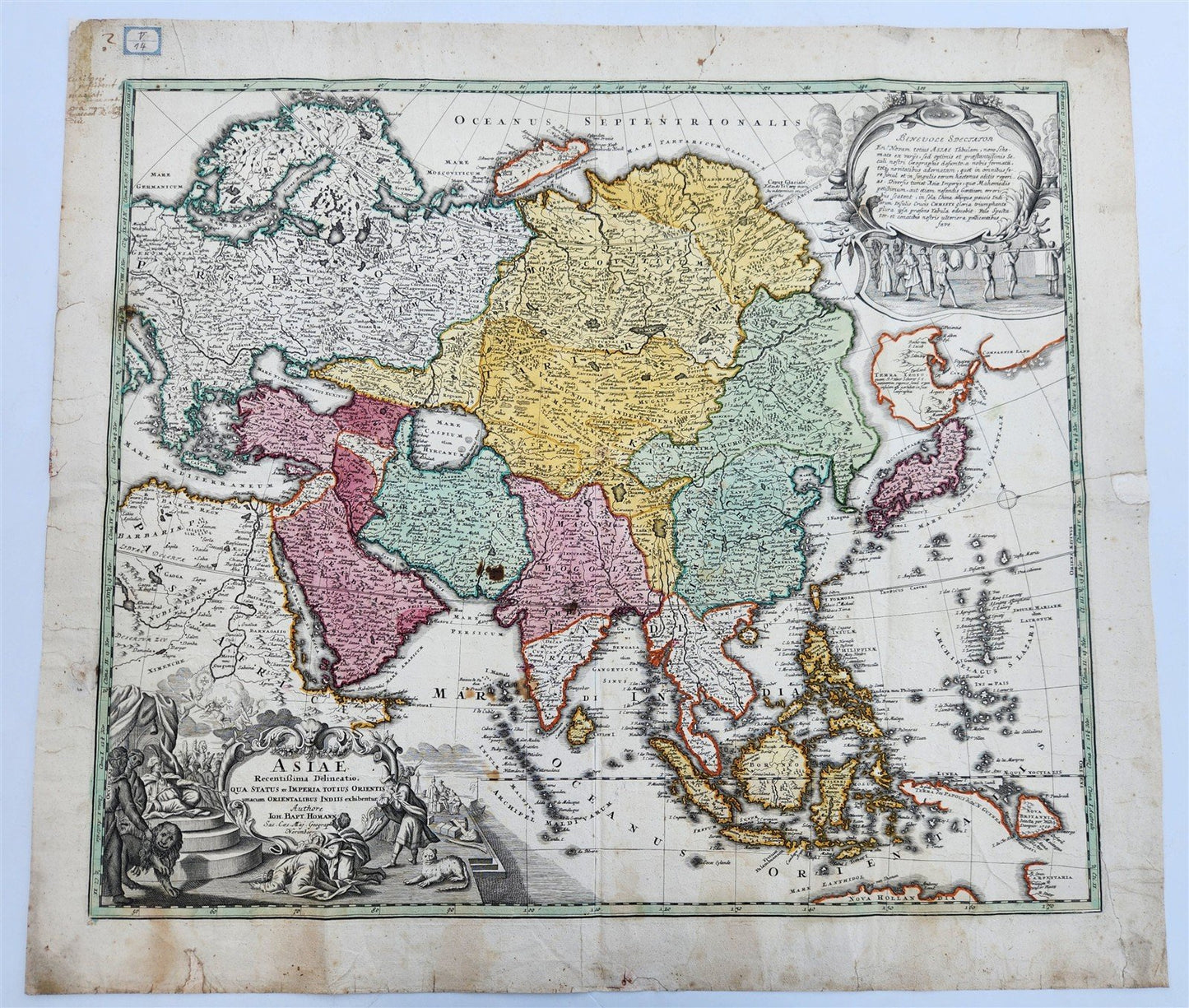18th CENTURY MAP of ASIA antique ASIAE RECENTISSIMA DELINEATIO