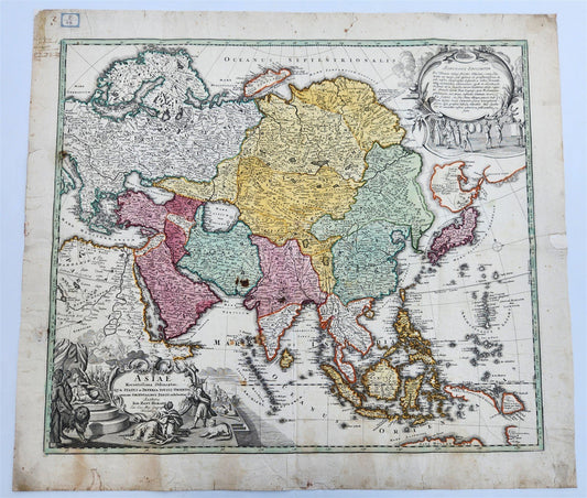 18th CENTURY MAP of ASIA antique ASIAE RECENTISSIMA DELINEATIO