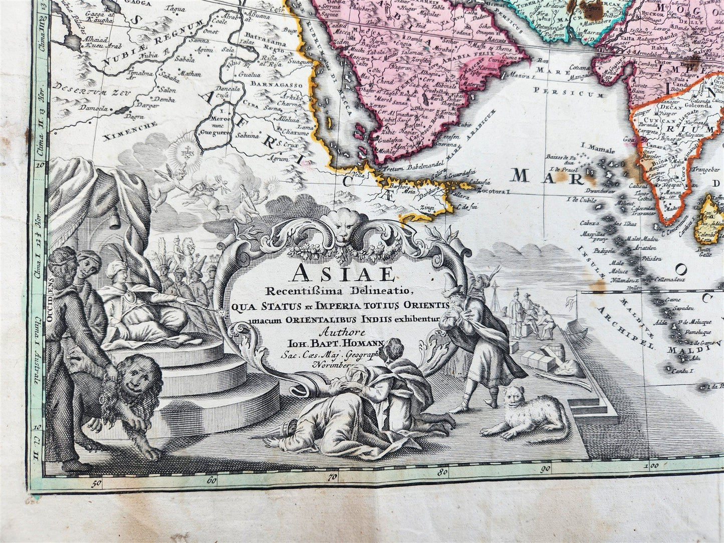 18th CENTURY MAP of ASIA antique ASIAE RECENTISSIMA DELINEATIO