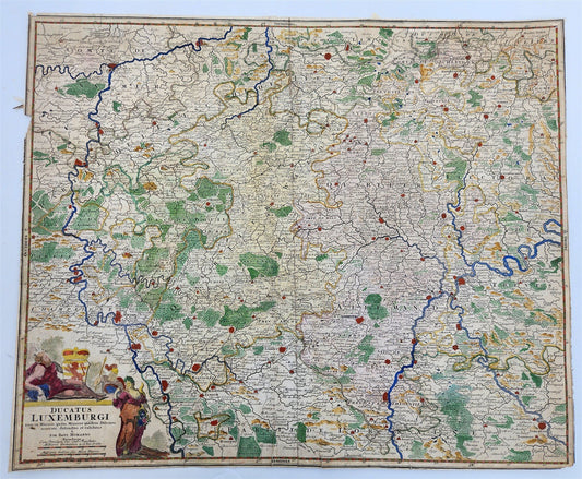 1730 MAP of Luxembourg antique DUCATUS LUXEMBURGI