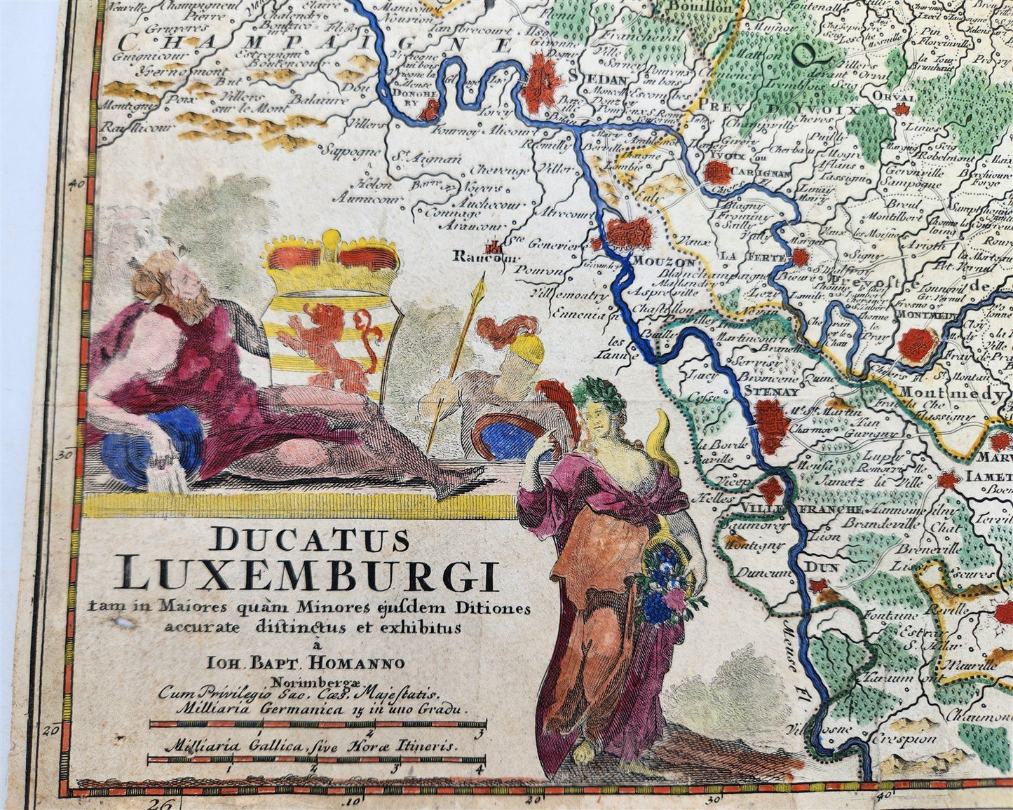 1730 MAP of Luxembourg antique DUCATUS LUXEMBURGI