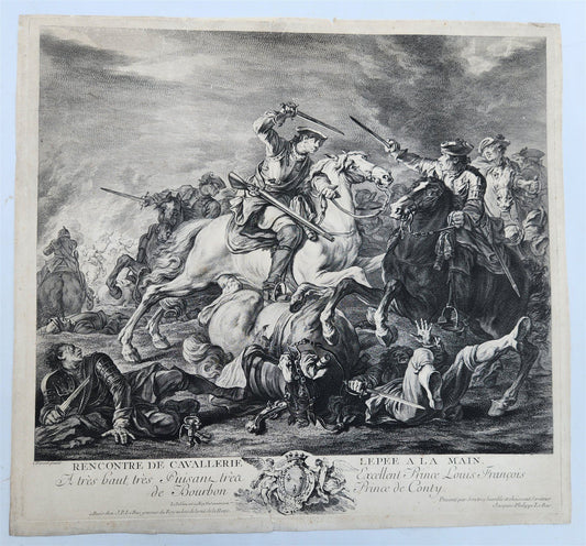 18th centruy FRENCH ENGRAVING Prince Louis Francois de Conti antique by J.Le Bas