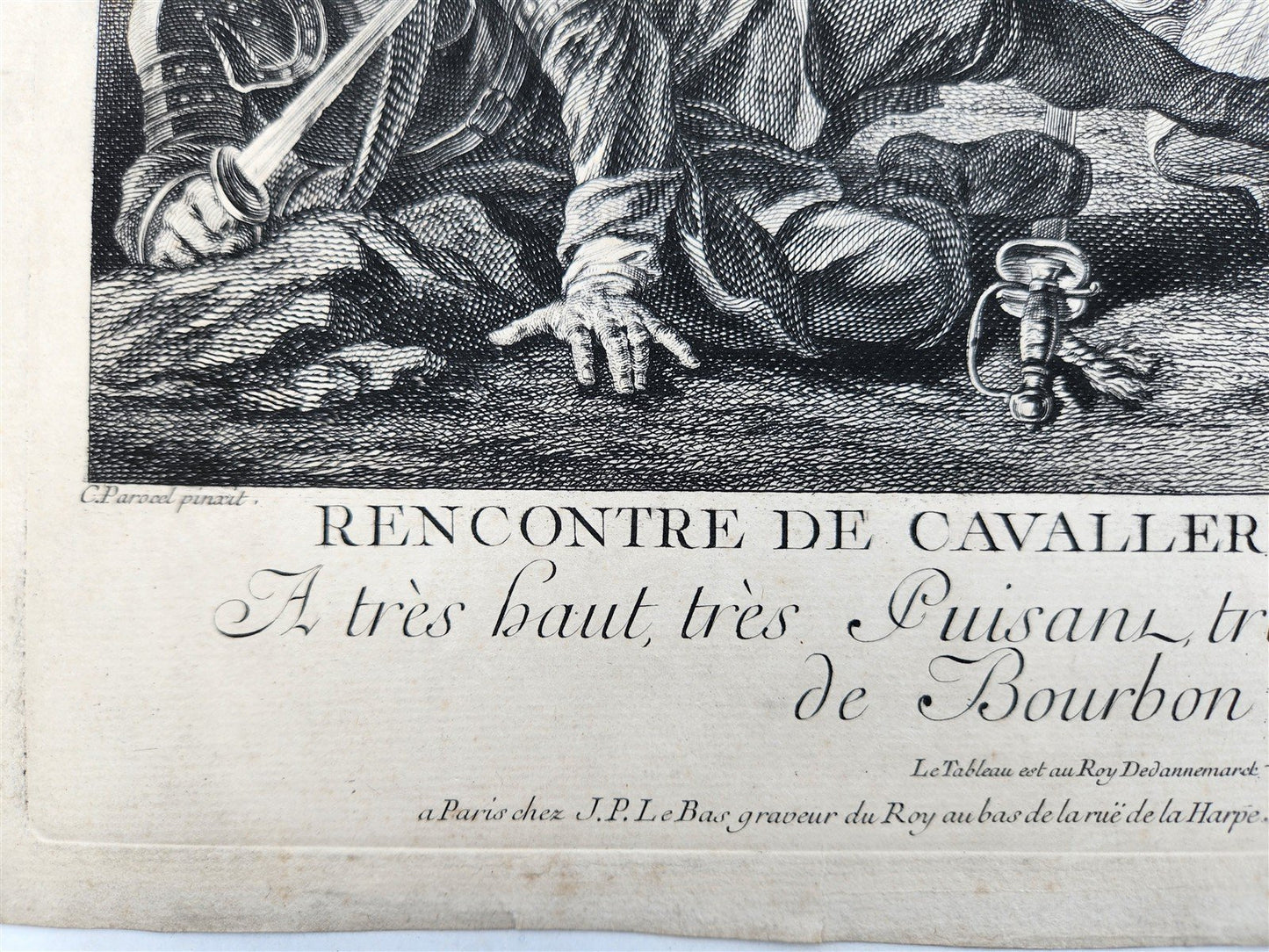 18th centruy FRENCH ENGRAVING Prince Louis Francois de Conti antique by J.Le Bas