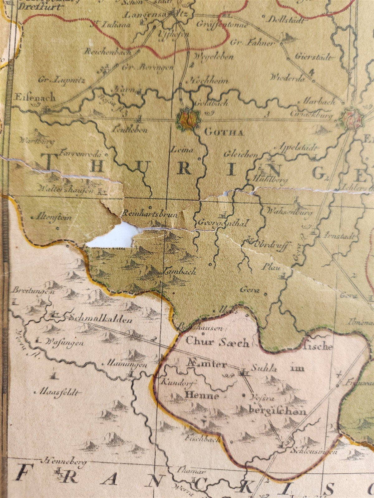 18th CENTURY MAP of SAXONY GERMANY antique NEUE SACHSISCHE POST-CHARTE