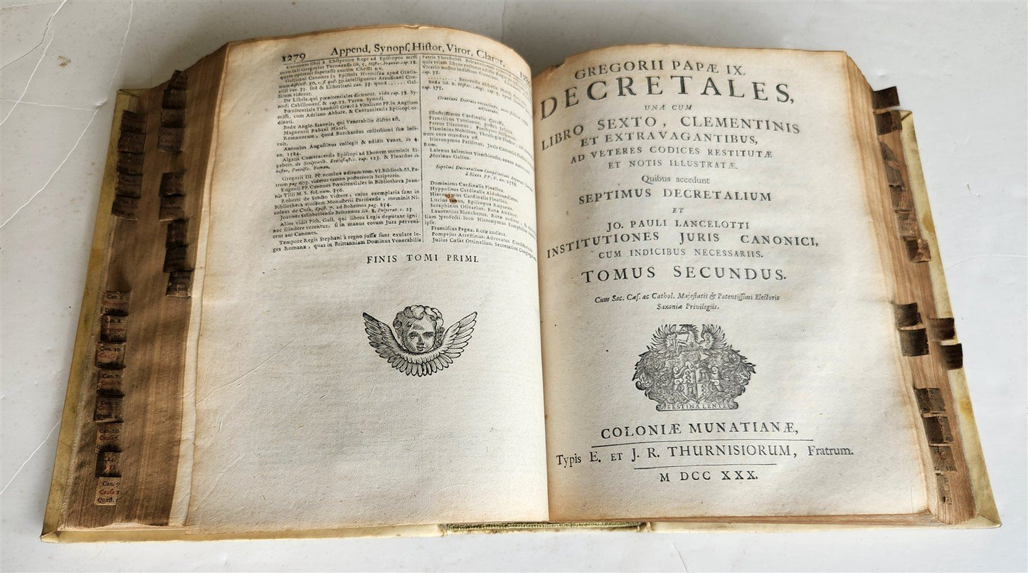 1757 CORPUS JURIS CANONICI antique vellum bound LAW BOOK in LATIN