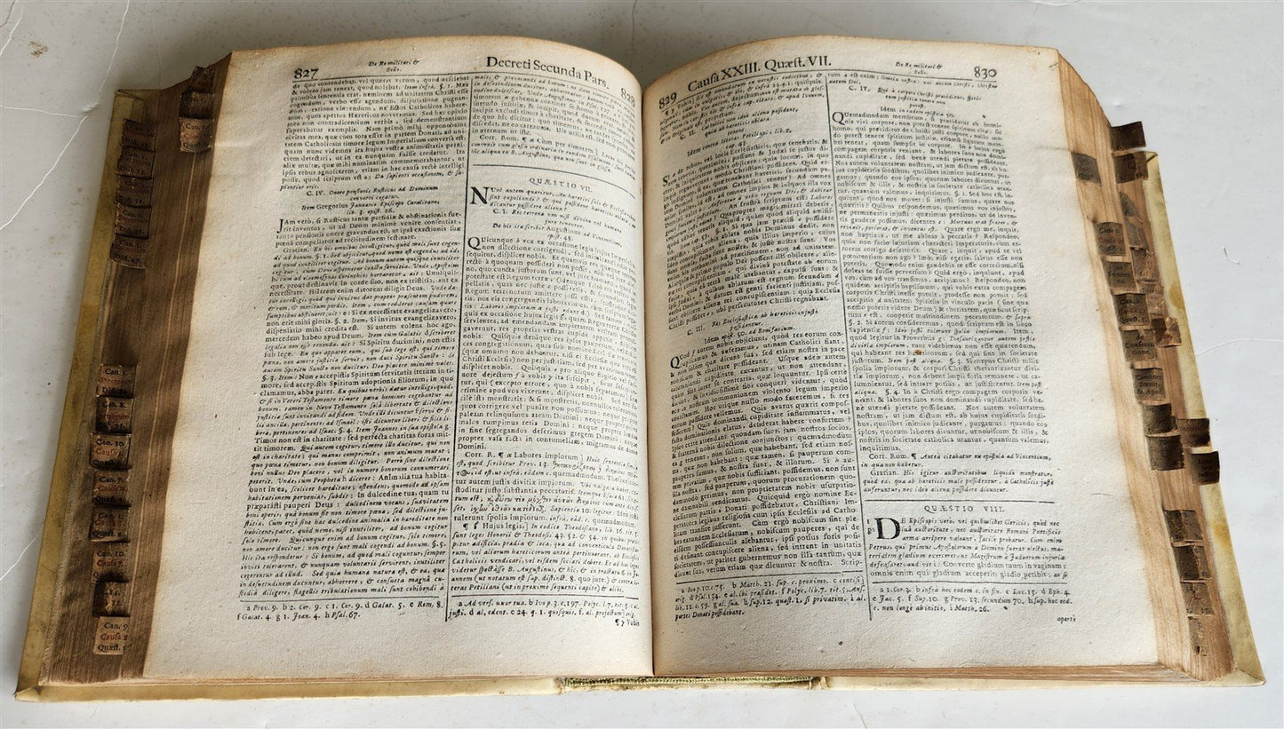 1757 CORPUS JURIS CANONICI antique vellum bound LAW BOOK in LATIN