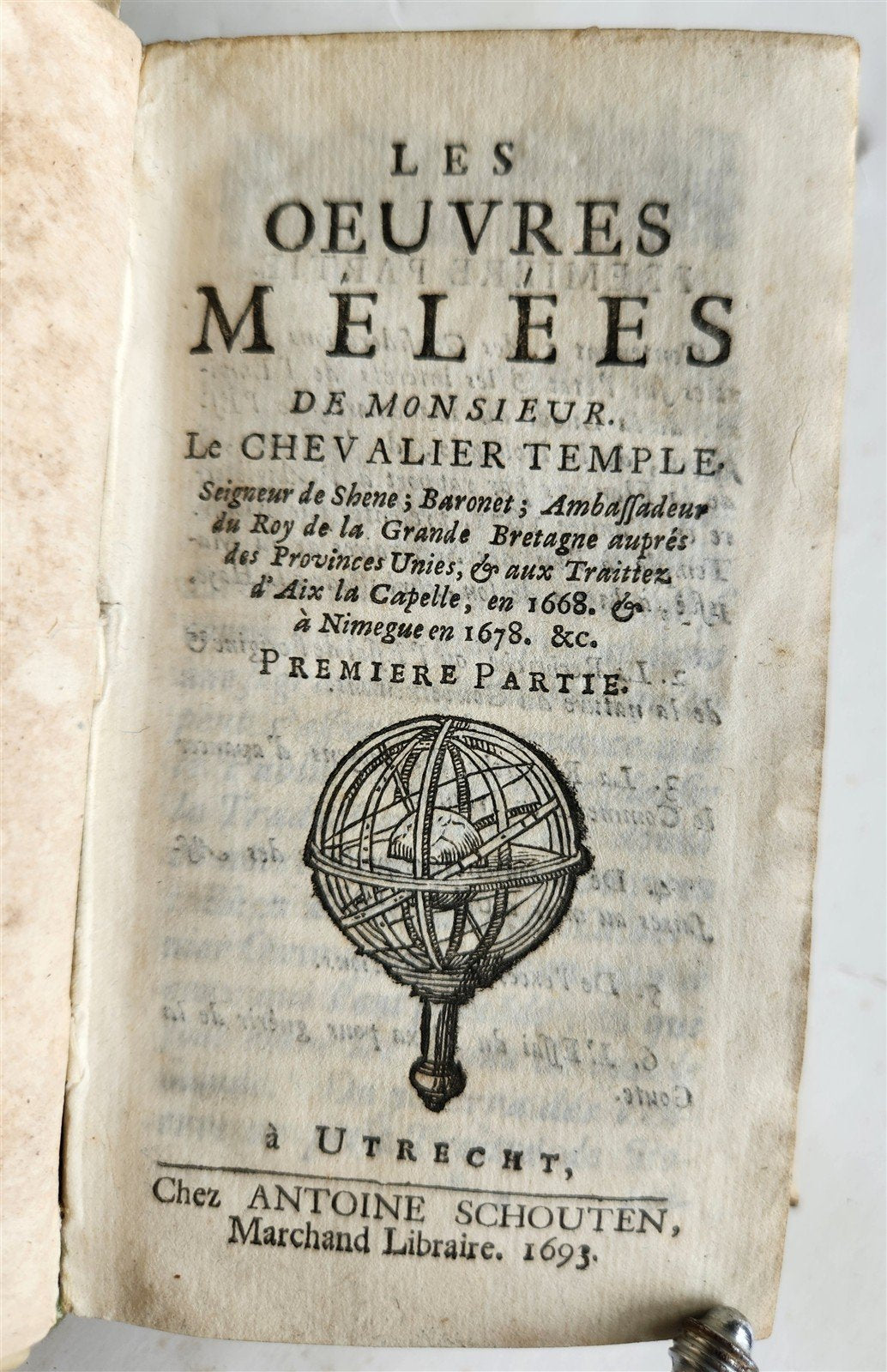 1693 WILLIAM TEMPLE POLITICAL ECONOMIC MORAL WORKS in FRENCH antique VELLUM
