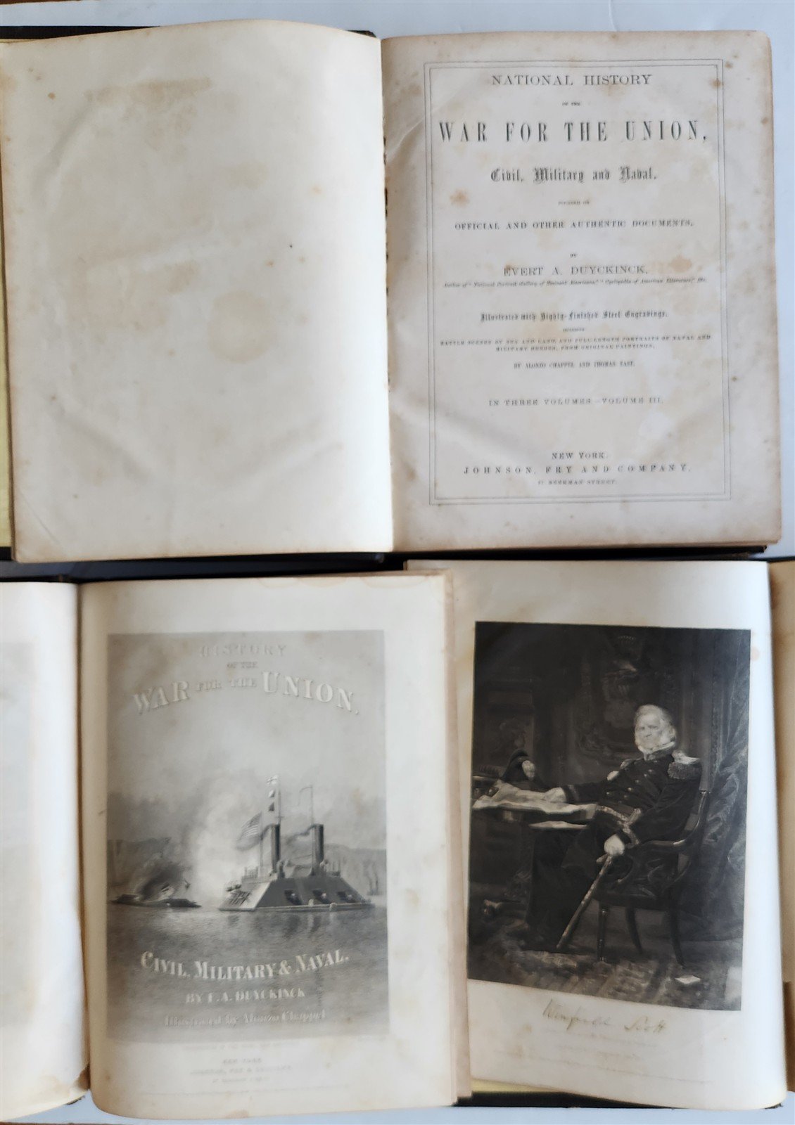 1861 NATIONAL HISTORY of WAR for UNION antique ILLUSTRATED 3 VOLUMES Americana