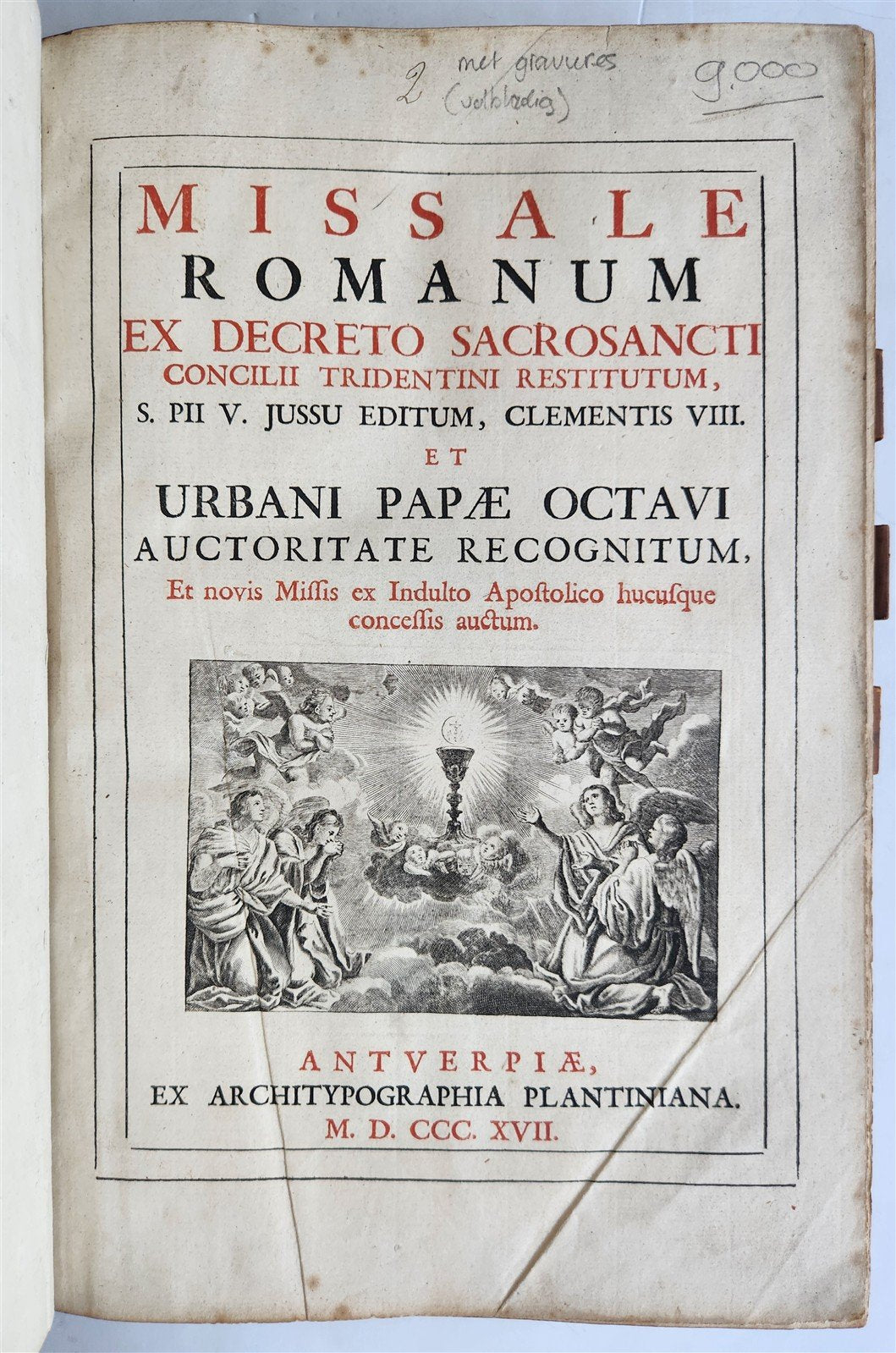 1817 MISSALE ROMANUM PLANTIN PRESS ILLUSTRATED FOLIO ANTIQUE