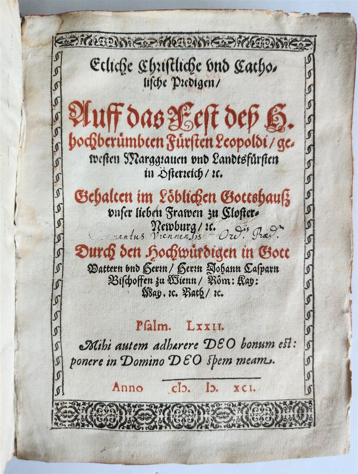 1591 SERMONS in GERMAN antique VELLUM BOUND