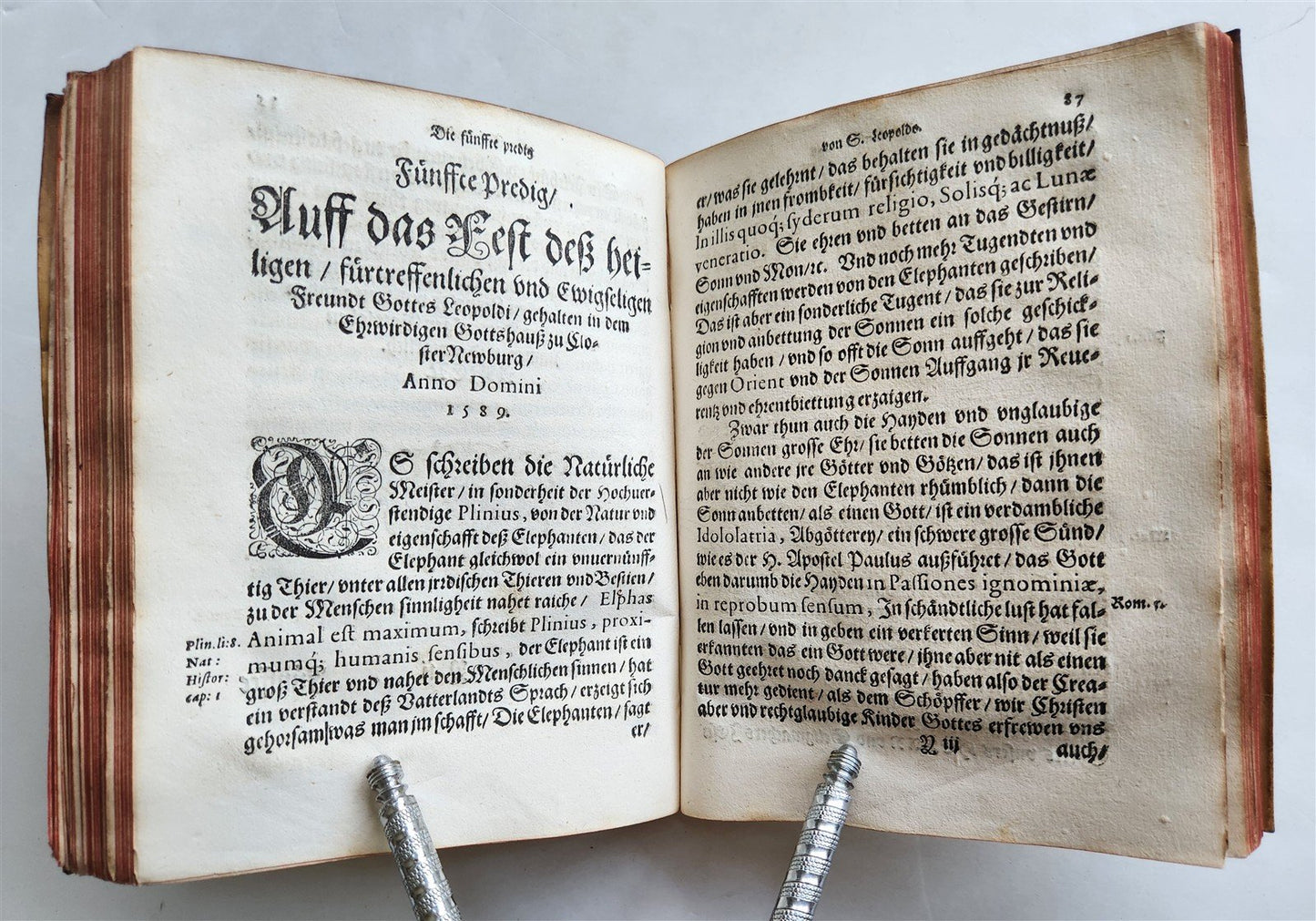 1591 SERMONS in GERMAN antique VELLUM BOUND