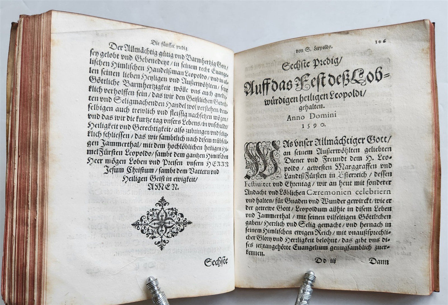 1591 SERMONS in GERMAN antique VELLUM BOUND