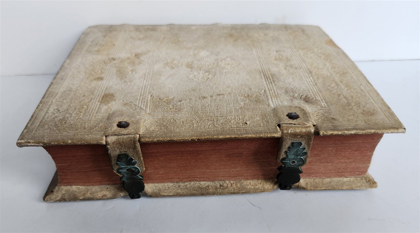 1764 EMBRYOLOGIA OBSTETRICS antique PIGSKIN BINDING w/ CLASPS