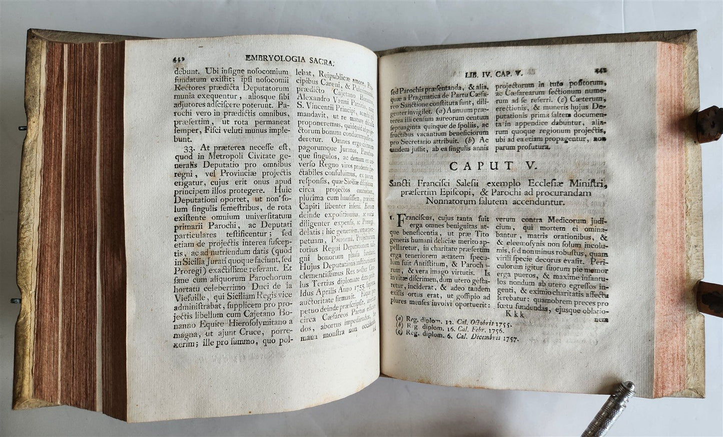 1764 EMBRYOLOGIA OBSTETRICS antique PIGSKIN BINDING w/ CLASPS