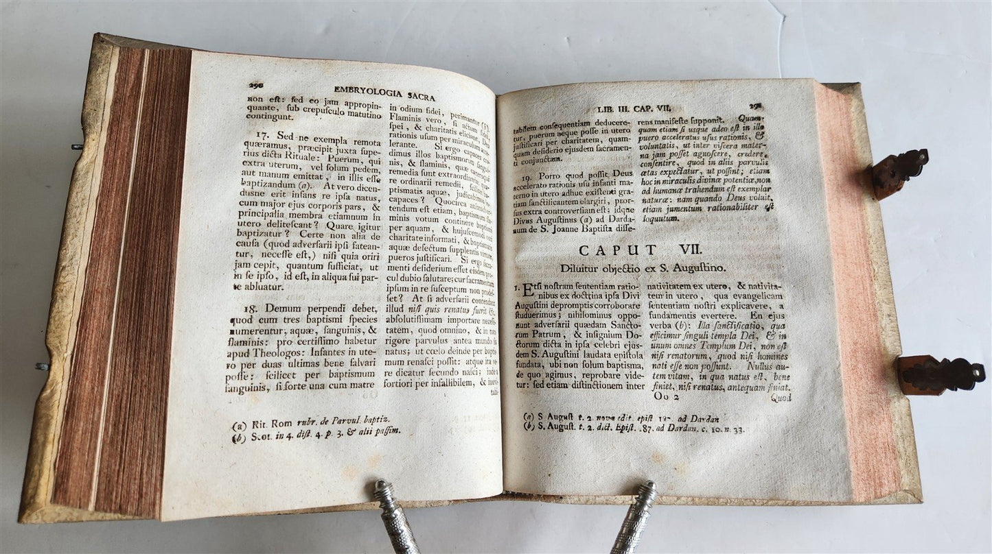 1764 EMBRYOLOGIA OBSTETRICS antique PIGSKIN BINDING w/ CLASPS