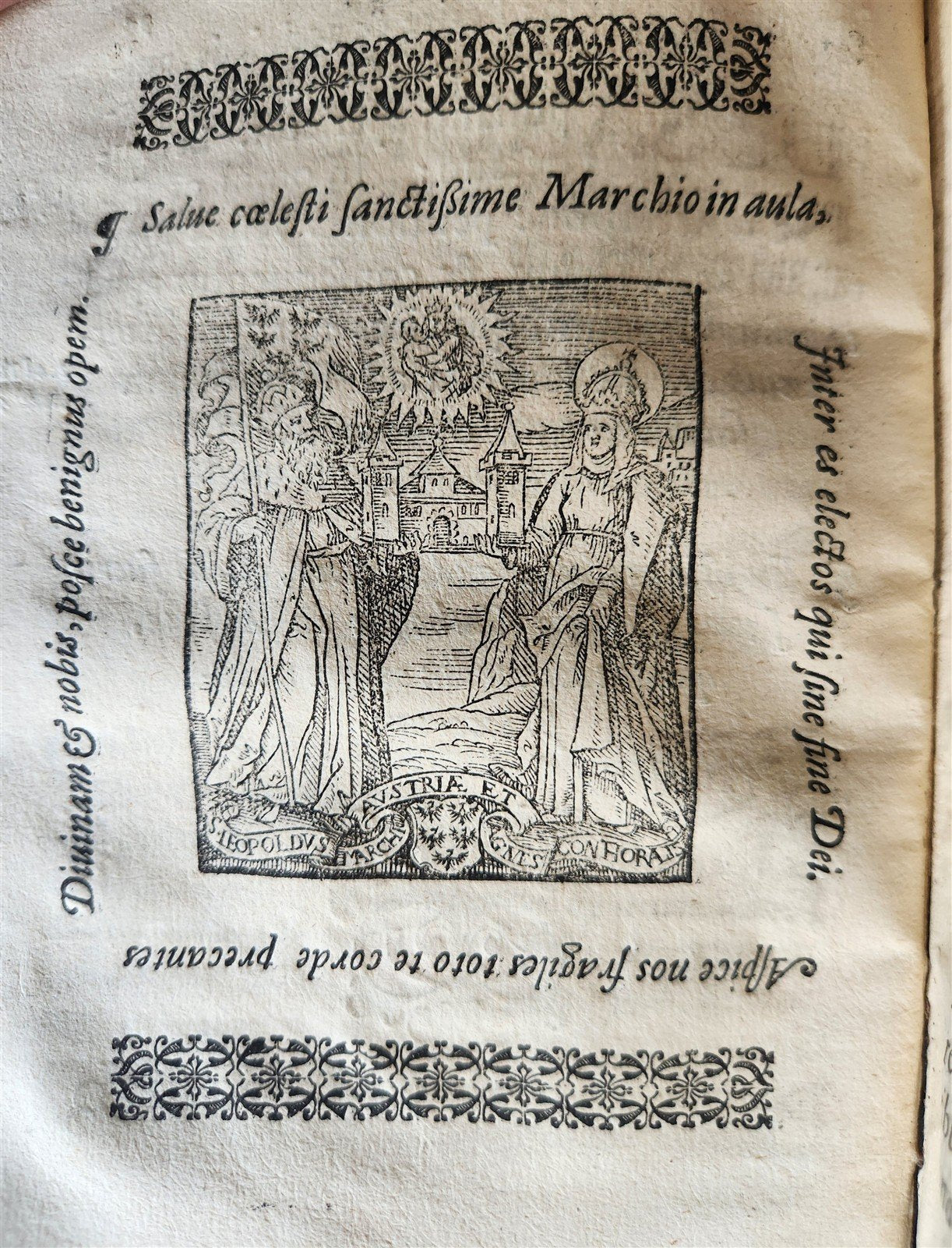 1591 LIFE of ST.LEOPOLD III ILLUSTRATED antique VELLUM BOUND 16th CENTURY
