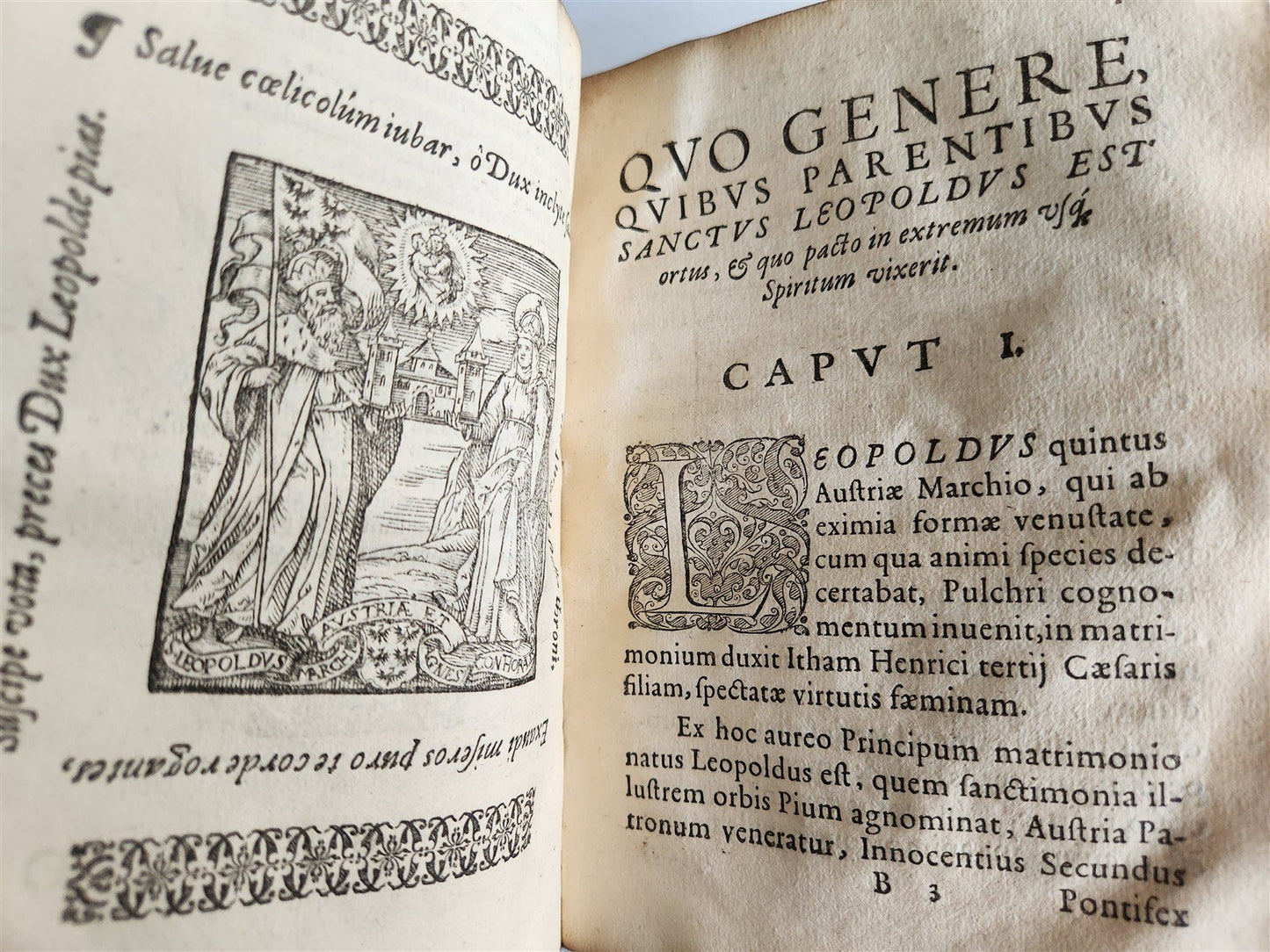 1591 LIFE of ST.LEOPOLD III ILLUSTRATED antique VELLUM BOUND 16th CENTURY