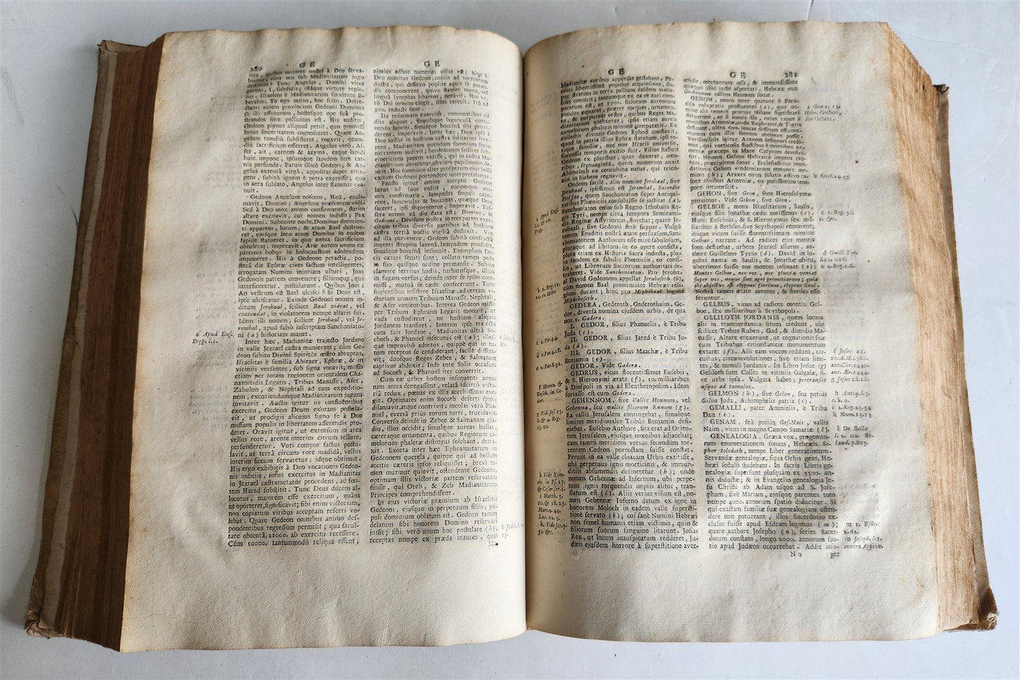 1725 HISTORICAL DICTIONARY by A. CALMET antique VELLUM BOUND FOLIO