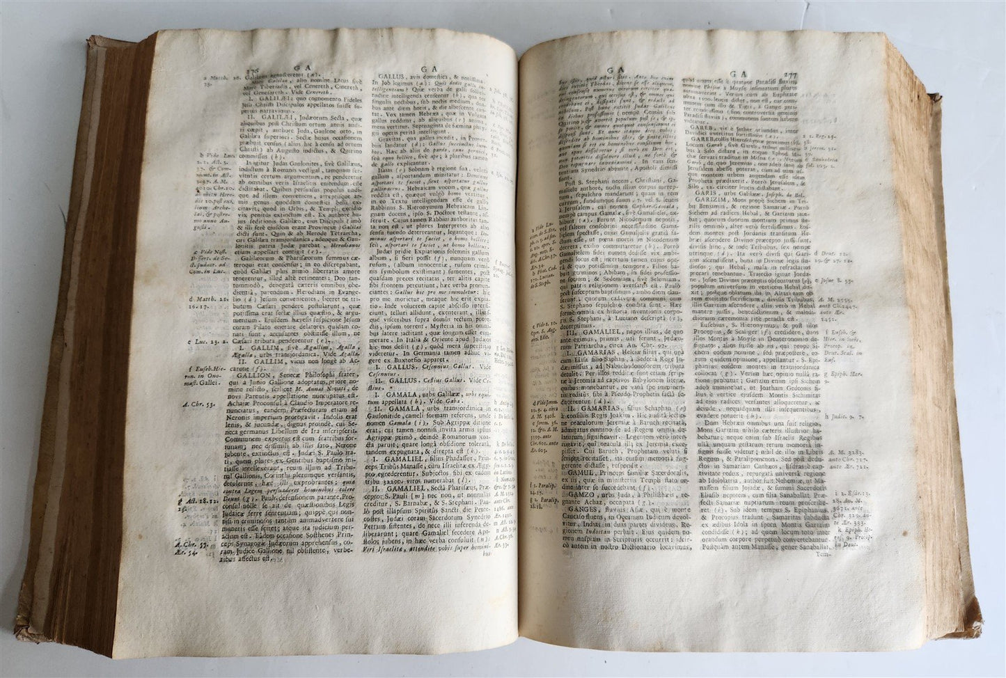 1725 HISTORICAL DICTIONARY by A. CALMET antique VELLUM BOUND FOLIO