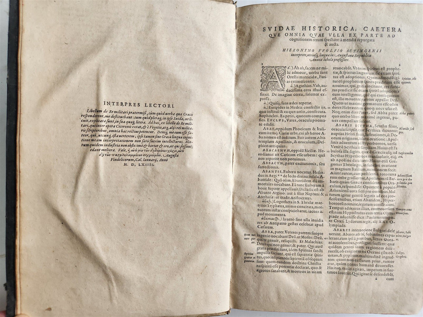 1581 Suidae Historica BYZANTINE ENCYCLOPEDIA LEXICON of ANCIENT WORLD antique