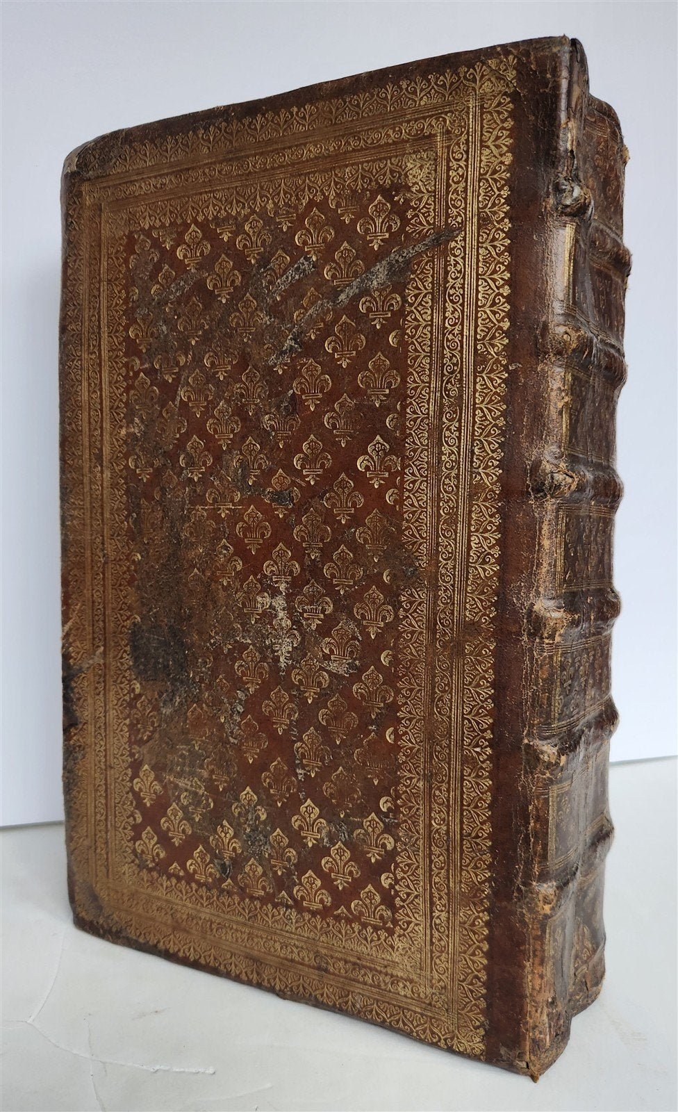 1659 Histoire de la Guerre de Flandre antique FOLIO FRENCH ROYAL PATTERN BINDING
