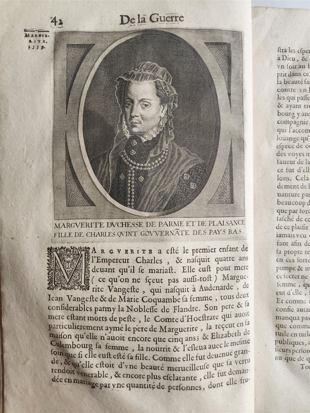 1659 Histoire de la Guerre de Flandre antique FOLIO FRENCH ROYAL PATTERN BINDING
