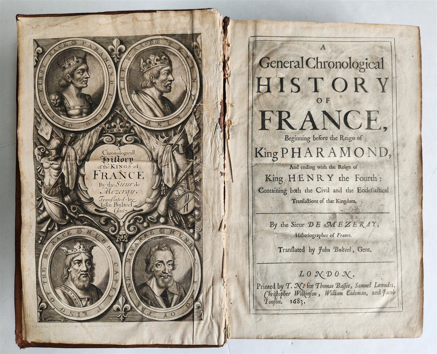 1683 HISTORY of FRANCE in ENGLISH by Francois Eudes de Mezeray antique FOLIO