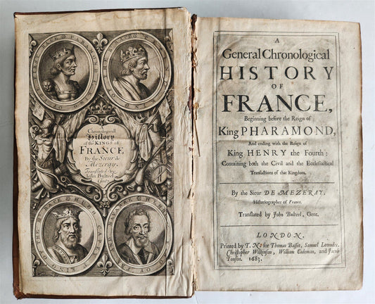 1683 HISTORY of FRANCE in ENGLISH by Francois Eudes de Mezeray antique FOLIO