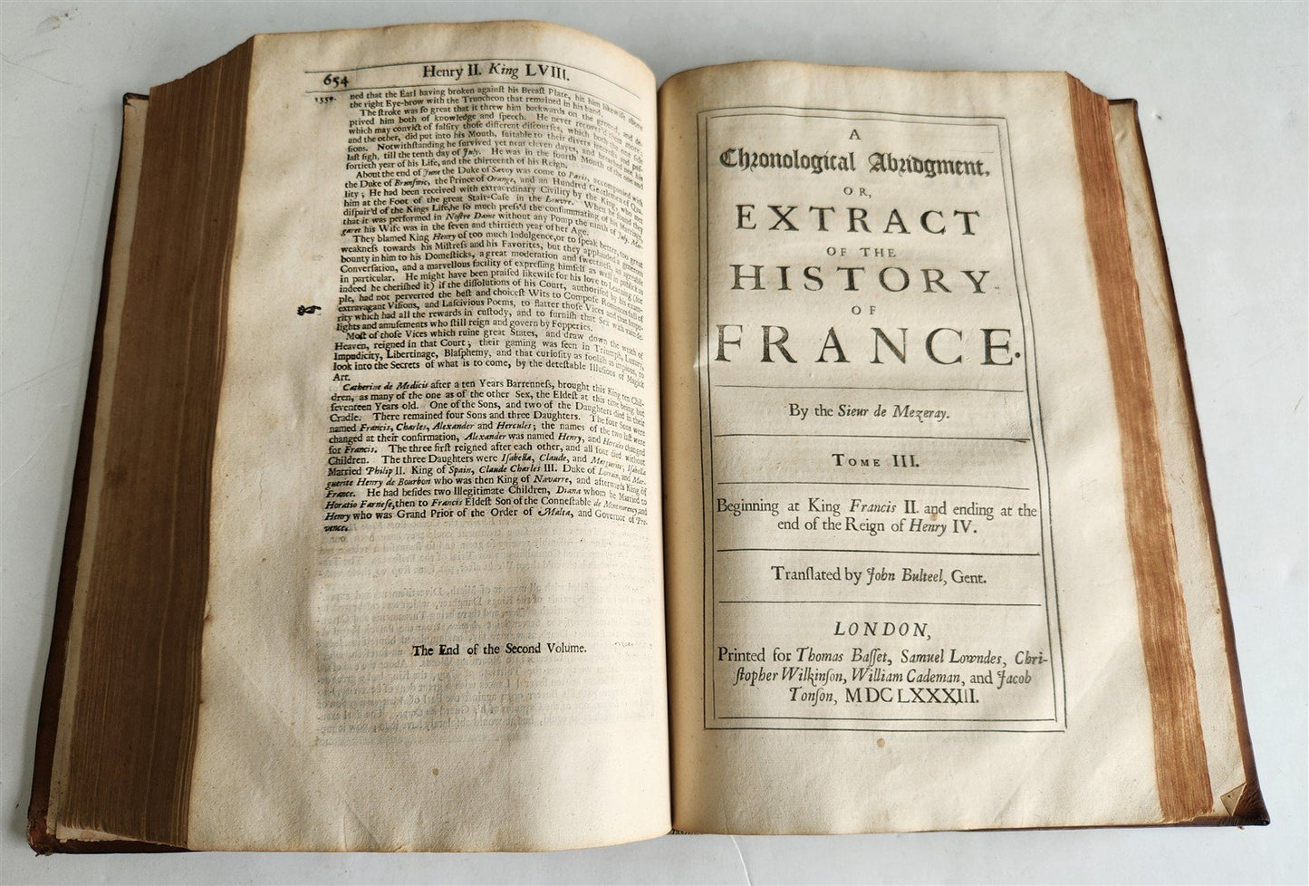 1683 HISTORY of FRANCE in ENGLISH by Francois Eudes de Mezeray antique FOLIO