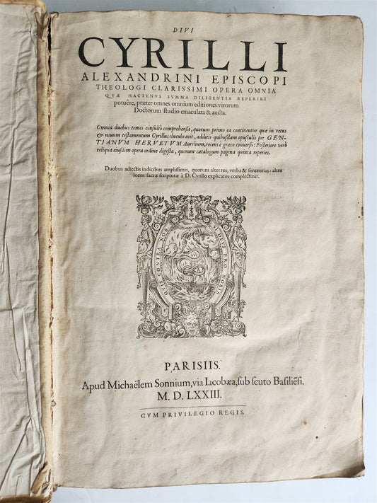 1573 CYRIL of ALEXANDRIA antique 16th CENTURY FOLIO Omnia opera quae hactenus