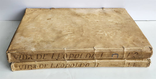 1734 ILLUSTRATED HISTORY of LEOPOLD I antique 2 FOLIO VOLUMES in SPANISH