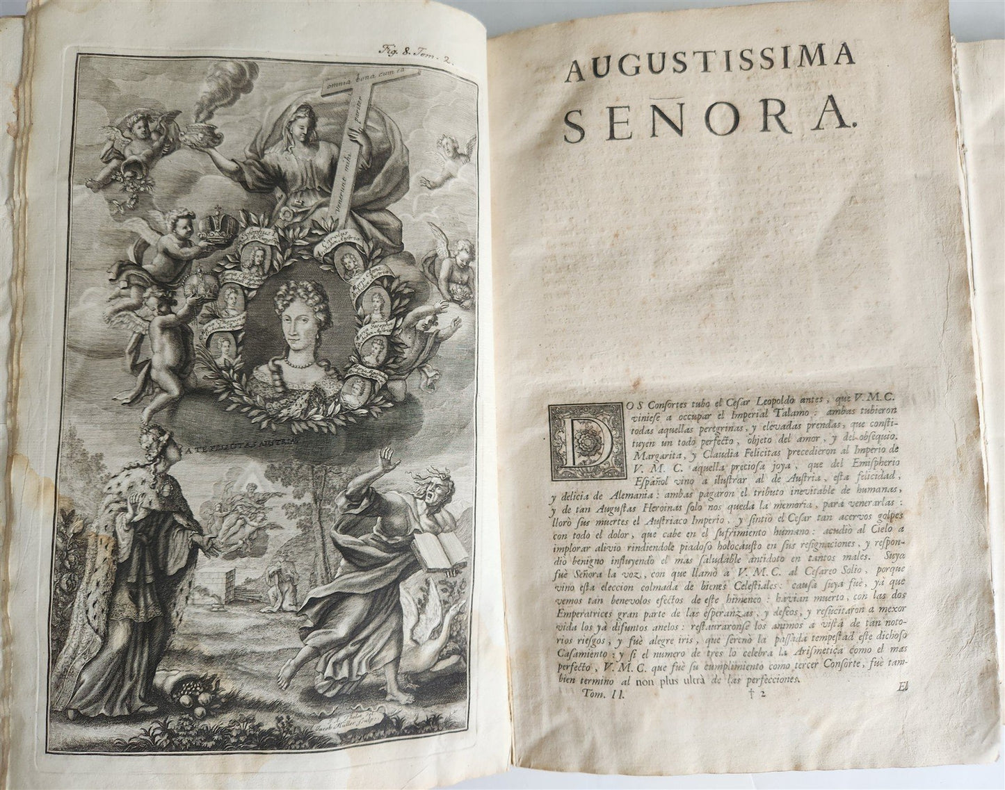 1734 ILLUSTRATED HISTORY of LEOPOLD I antique 2 FOLIO VOLUMES in SPANISH