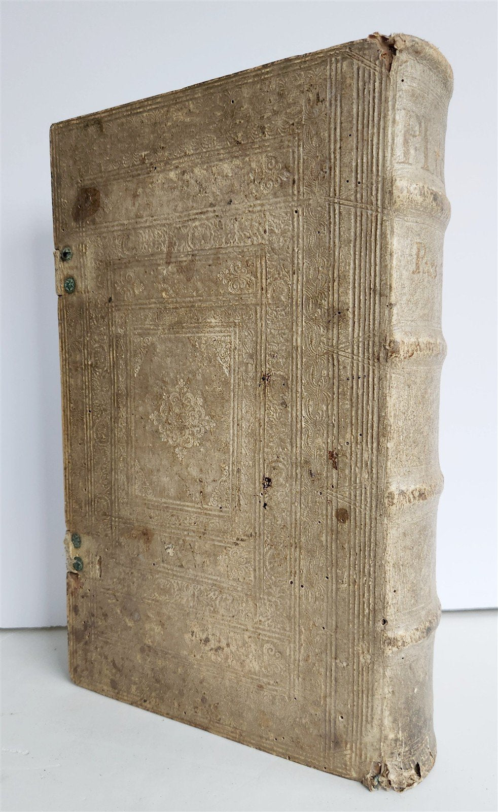 1730 SERMONS Montifontanus antique PIGSKIN BOUND FOLIO Spiritual Childrens Play