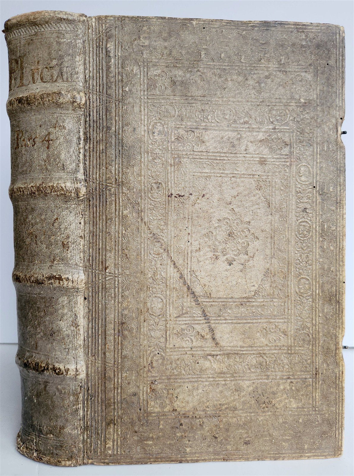 1730 SERMONS Montifontanus antique PIGSKIN BOUND FOLIO Spiritual Childrens Play