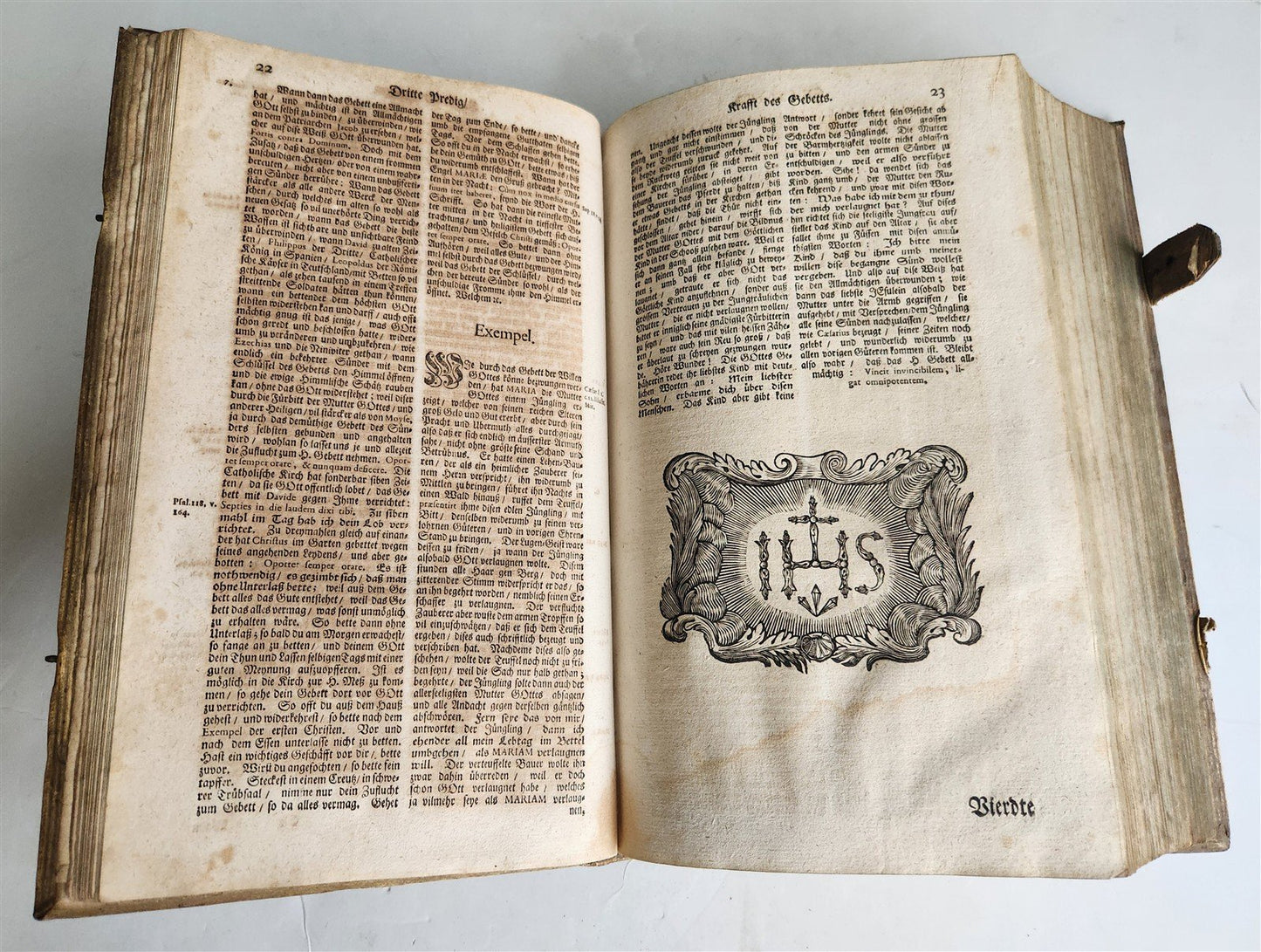 1730 SERMONS Montifontanus antique PIGSKIN BOUND FOLIO Spiritual Childrens Play